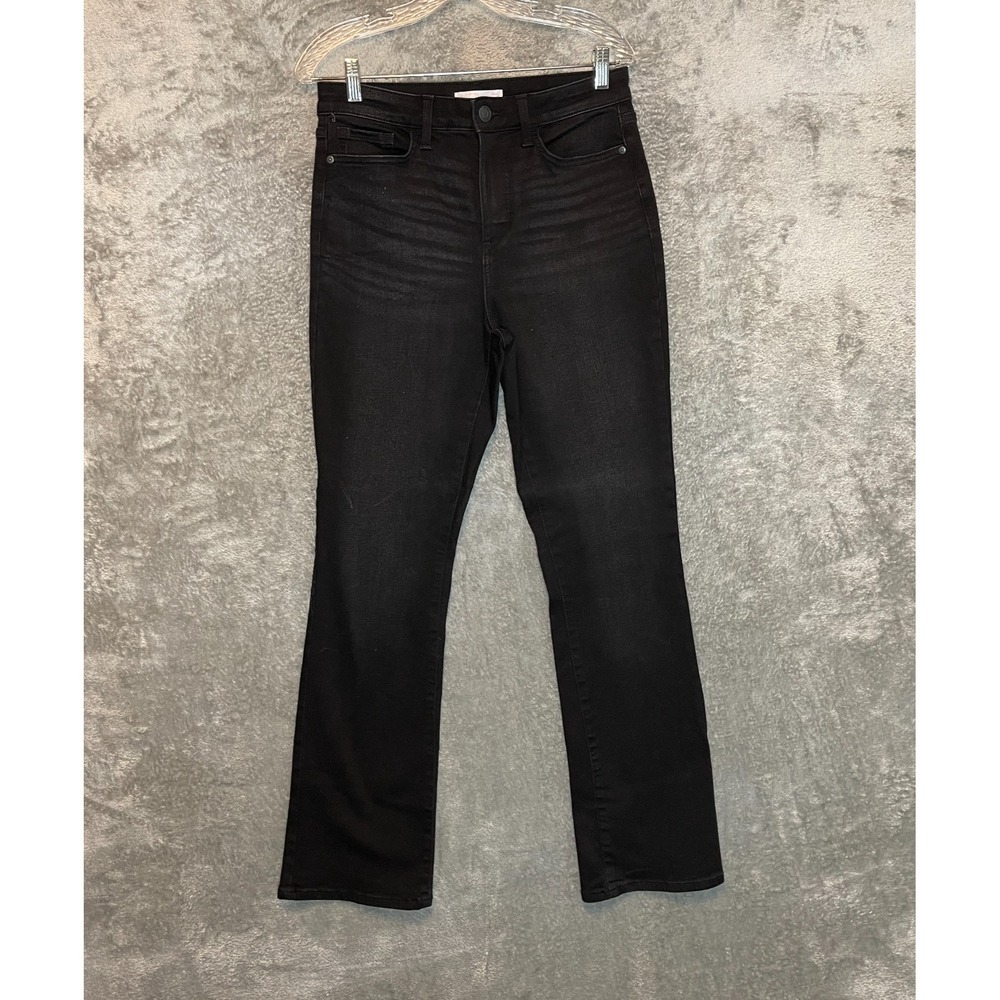 LC Women High Rise Bootcut Jeans 10 Black Mod Retro Minimalist Classic Timeless